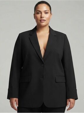 The Drop Blake Long Blazer 3X Black NWT Oversized Longline Plus Size Jacket